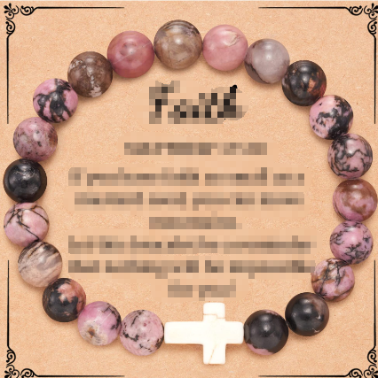 Turquoise Bracelet with Small Cross and Ruby Horse | Christian Jewelry