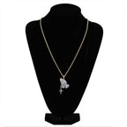 Vintage Cross Prayer Gesture Necklace with Zircon Stones