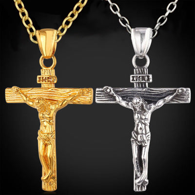 Stainless Steel Jesus Cross Necklace with Chain | Christian Jewelry