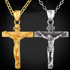 Stainless Steel Jesus Cross Necklace with Chain | Christian Jewelry