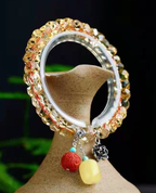 Faceted Crystal Strand with Lucky Cat Pendant