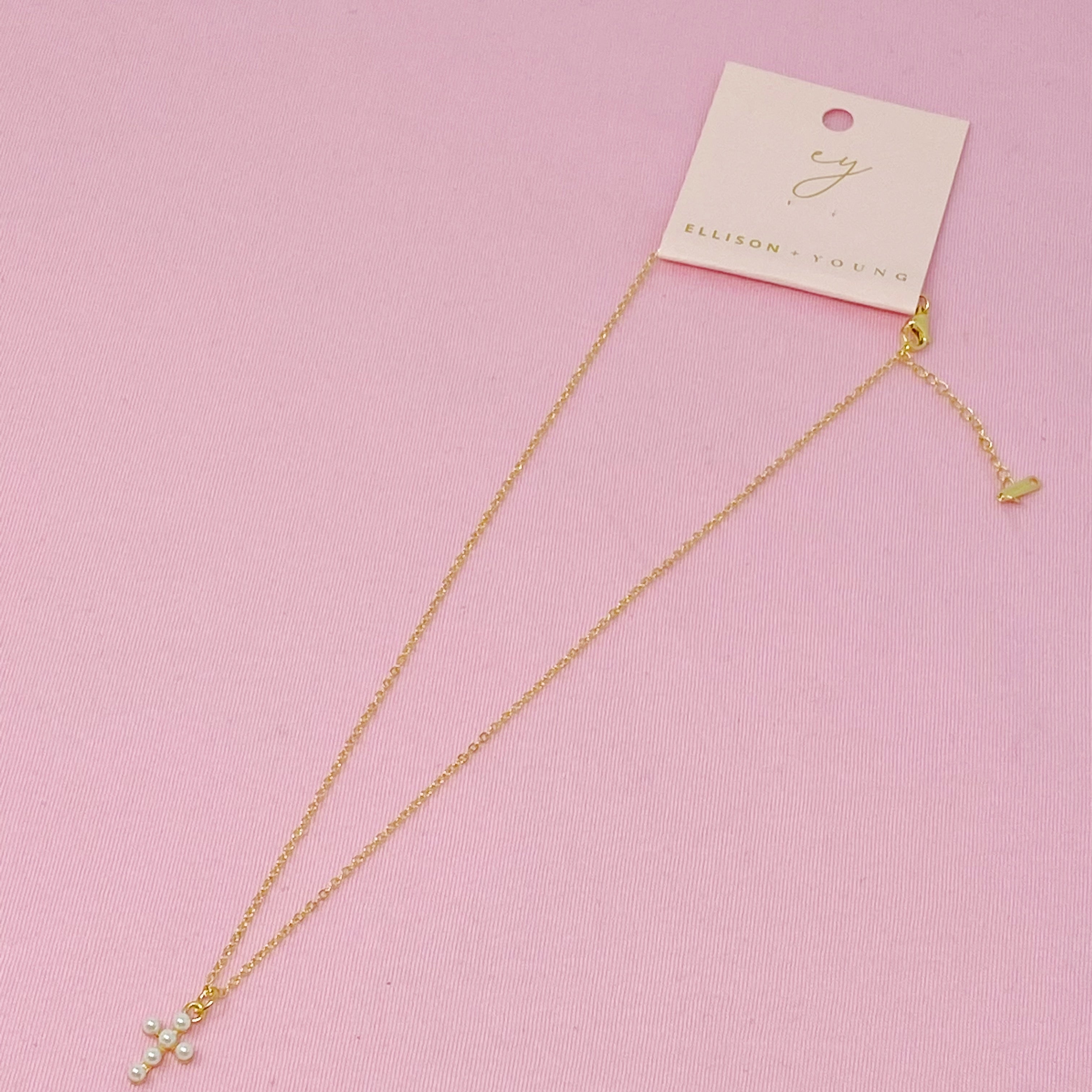 Shell Pearl Cross Necklace