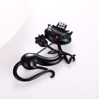 Stylish Korean Black Cat Brooch with Rose Design
