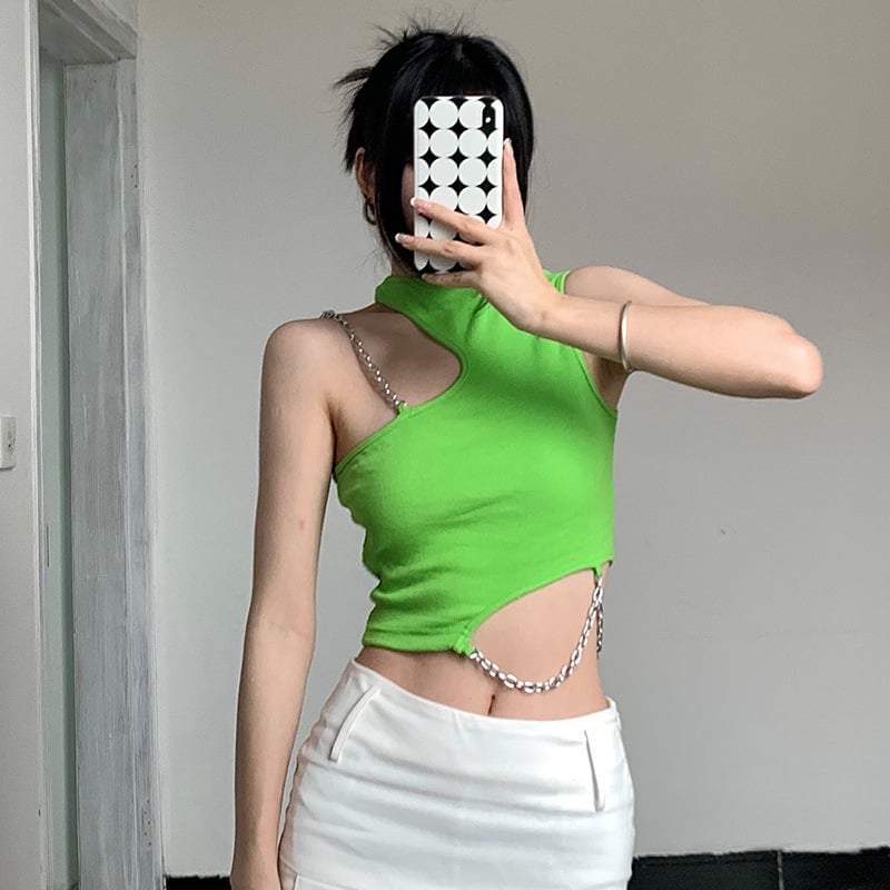 Halterneck Slim Fit Chain Camisole Top