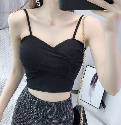 Twist-Front V-Neck Spaghetti Strap Crop Camisole