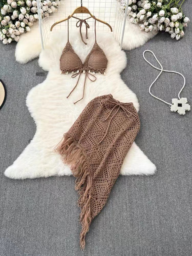 Crochet Bikini and Skirt Beach Set