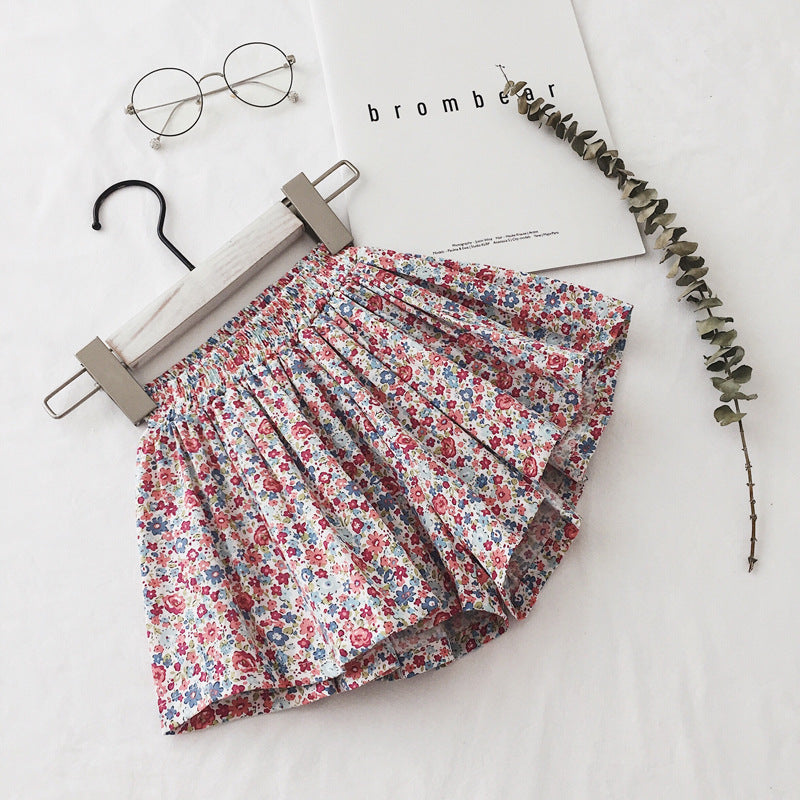 Cute Western Style Girls' Thin Cotton Wide-Leg Shorts