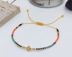 Handmade Rainbow Beaded Cross Stacked Bracelet