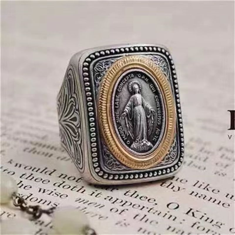 Silver Handmade Retro Faith Ring with Ancient Coins