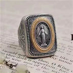 Silver Handmade Retro Faith Ring with Ancient Coins