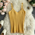 V-neck Summer Off-Shoulder Solid Color Women's Tank Top