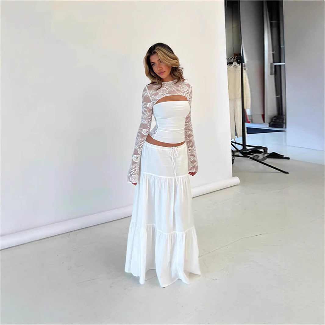 Lace Bell Sleeve Crop Top
