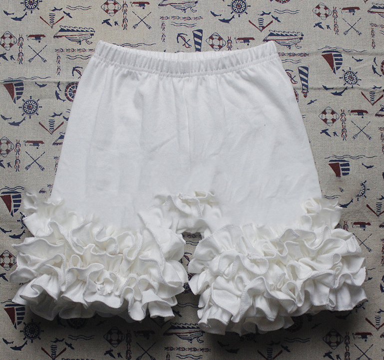 2019 Kids Cotton Ruffle Hem Shorts for Girls