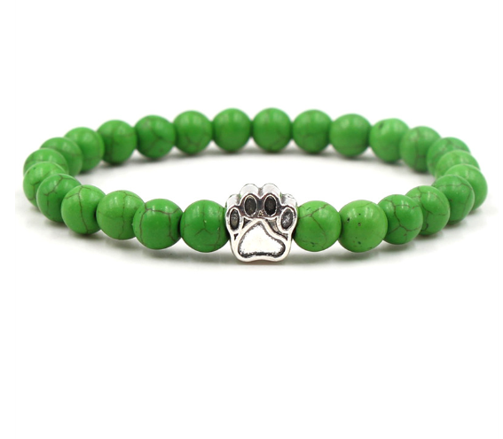 Black Volcanic Rock and Turquoise Dog Foot Bracelet