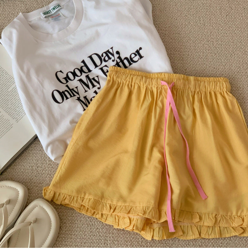 Girls' Lace-Up Checkered Shorts for Kids