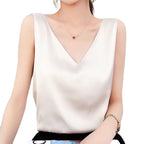 2024 Spring/Summer Women's Silk Satin V-Neck Tank Top