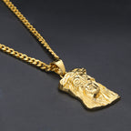 Abstract Jesus Necklace with Glossy Mustache Design