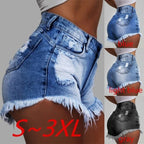 High-Waisted Ripped Denim Shorts for Women