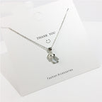 Silver Cat's Eye Elephant Necklace for Women