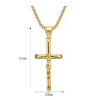 Gold Titanium Steel Crucifix Necklace