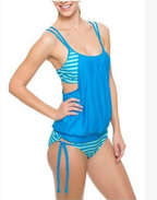 Layered Tankini Set with Tie-Side Bottom