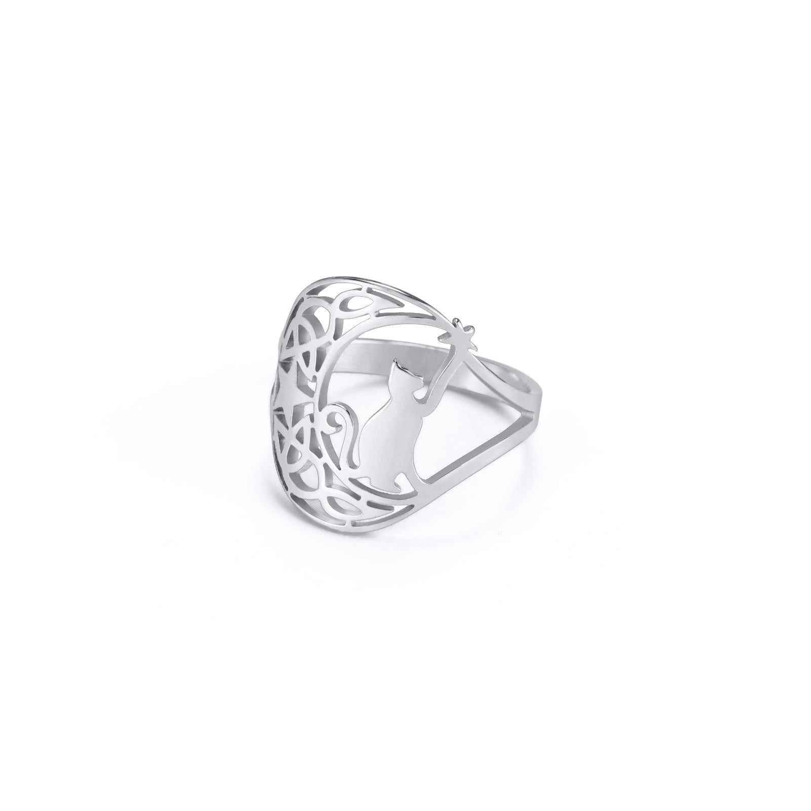Cute Kitten Star Knot Ring in Stainless Steel Jewelry