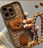 3D Cute Teddy Bear Plush Embroidered Phone Case | Protective Cover