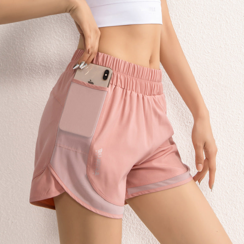 Women's High Waist Quick Dry Mesh Sports Shorts with Pockets