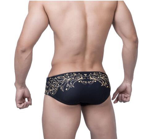 Men's Gold Leaf Print Swim Briefs
