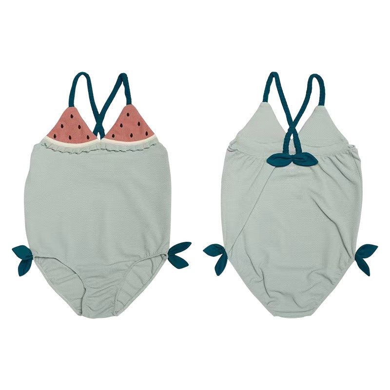 Girls' Watermelon Fruit One-Piece Swimsuit