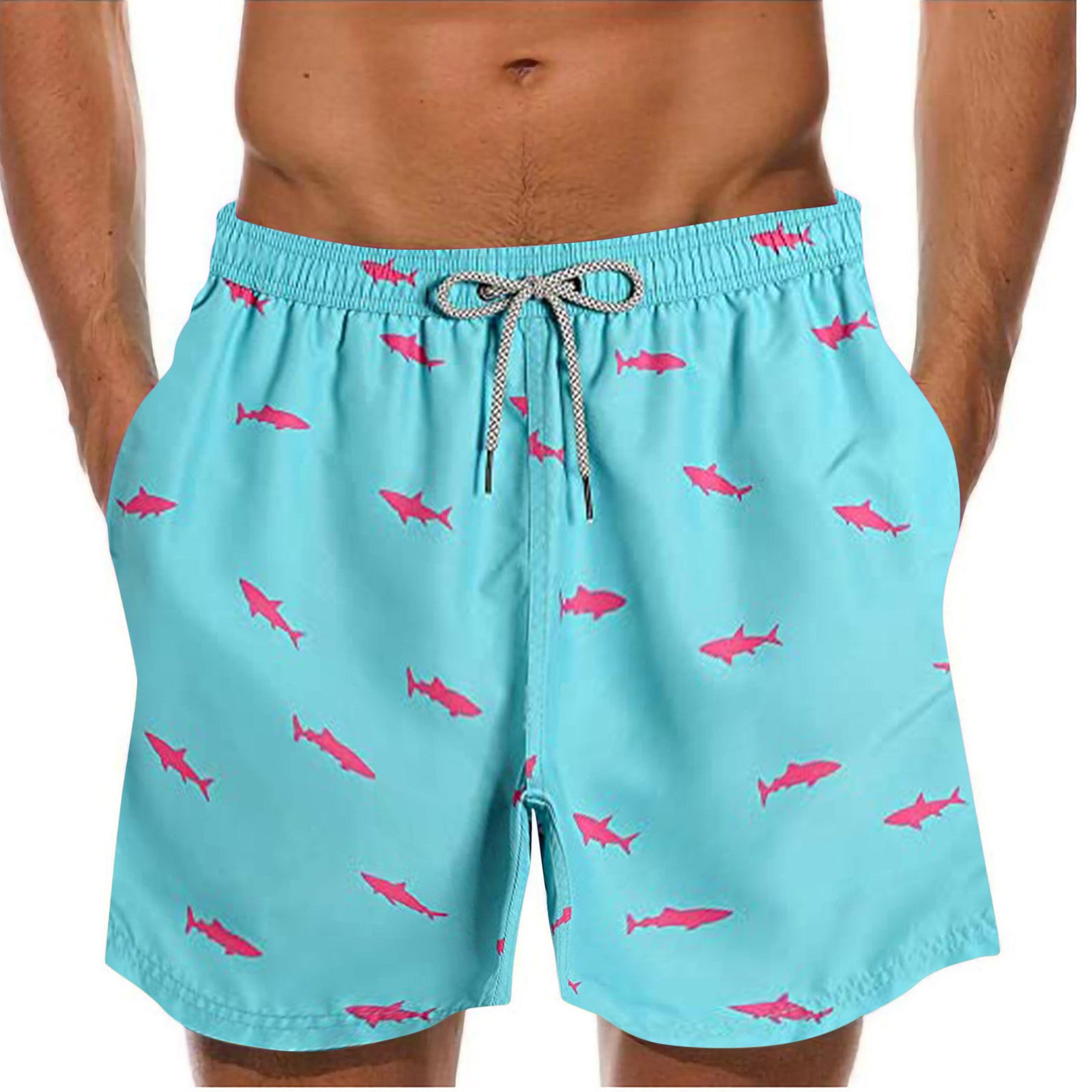 Men's Shark Print Swim Trunks
