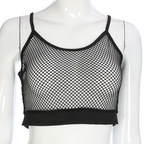 Women's Fishnet Mesh Cami Crop Top