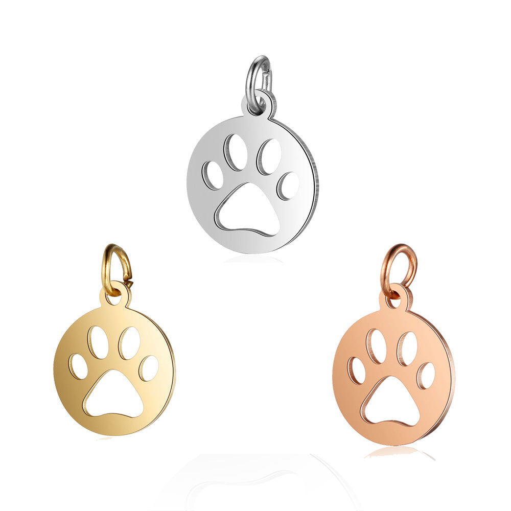 Polished Titanium Steel Hanging Ring with Paw Pendant