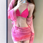 Tie-Dye 4-Piece Bikini Set with Skirt and Cover-Up