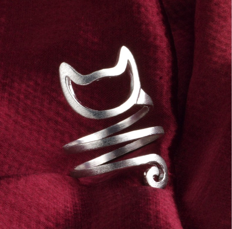 925 Silver Plated Cat Ring - Cute and Unique Design