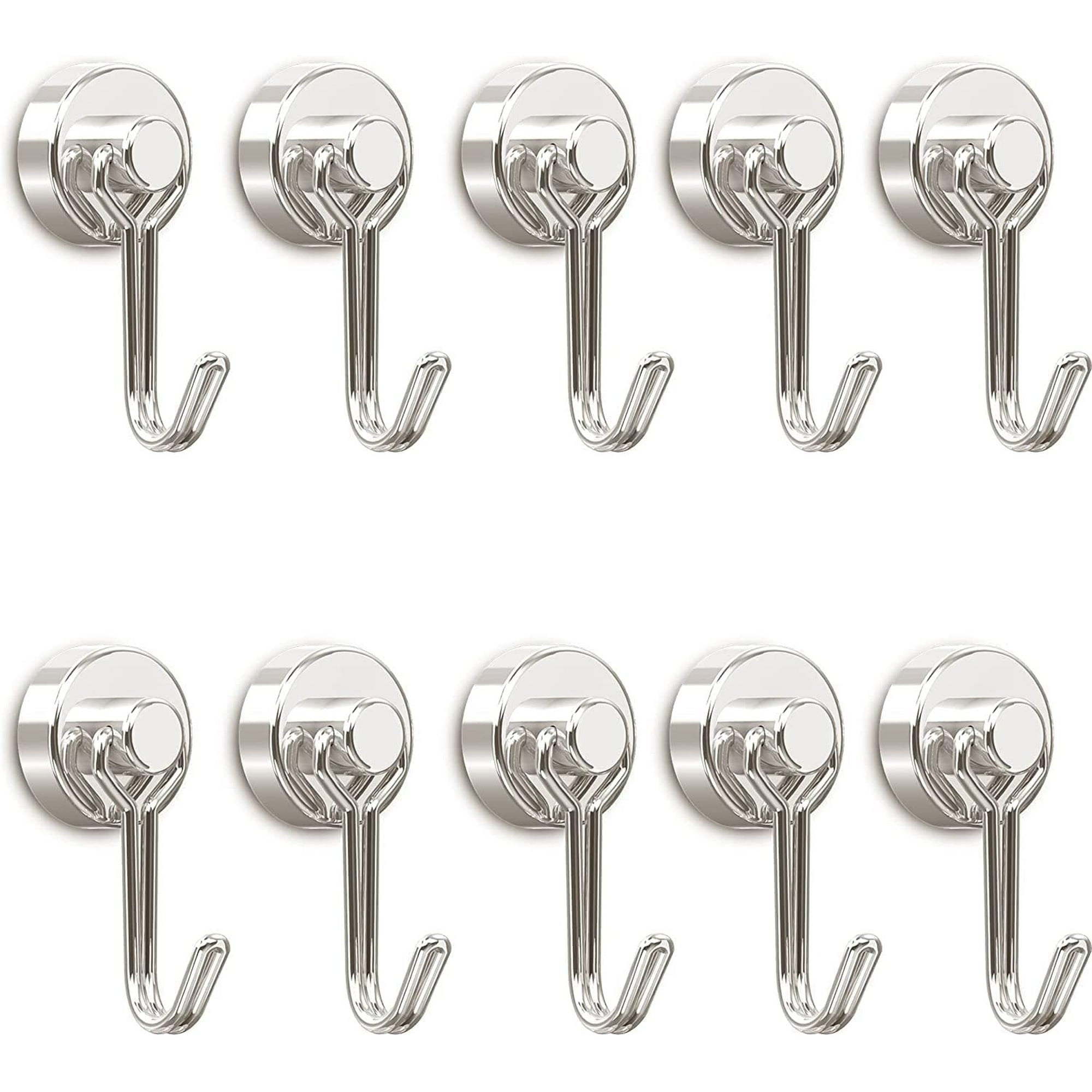 4Pcs 8 Pcs Magnetic Hooks,Heavy Duty 30LBS Neodymium Magnet Hook with Rust Proof for Indoor Outdoor Hanging,Refrige,Grill,Kitchen,Key Holder Silver | Accessory