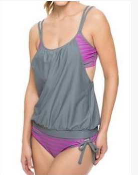 Layered Tankini Set with Tie-Side Bottom