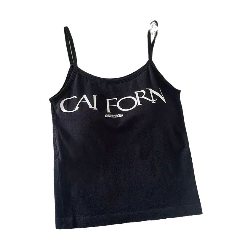 Sleeveless Printed Letter Tank Top for Women