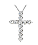 Silver Cross CZ Crystal Pendant Necklace for Women | Christian Jewelry