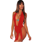 Deep Plunge Halter One-Piece Swimsuit