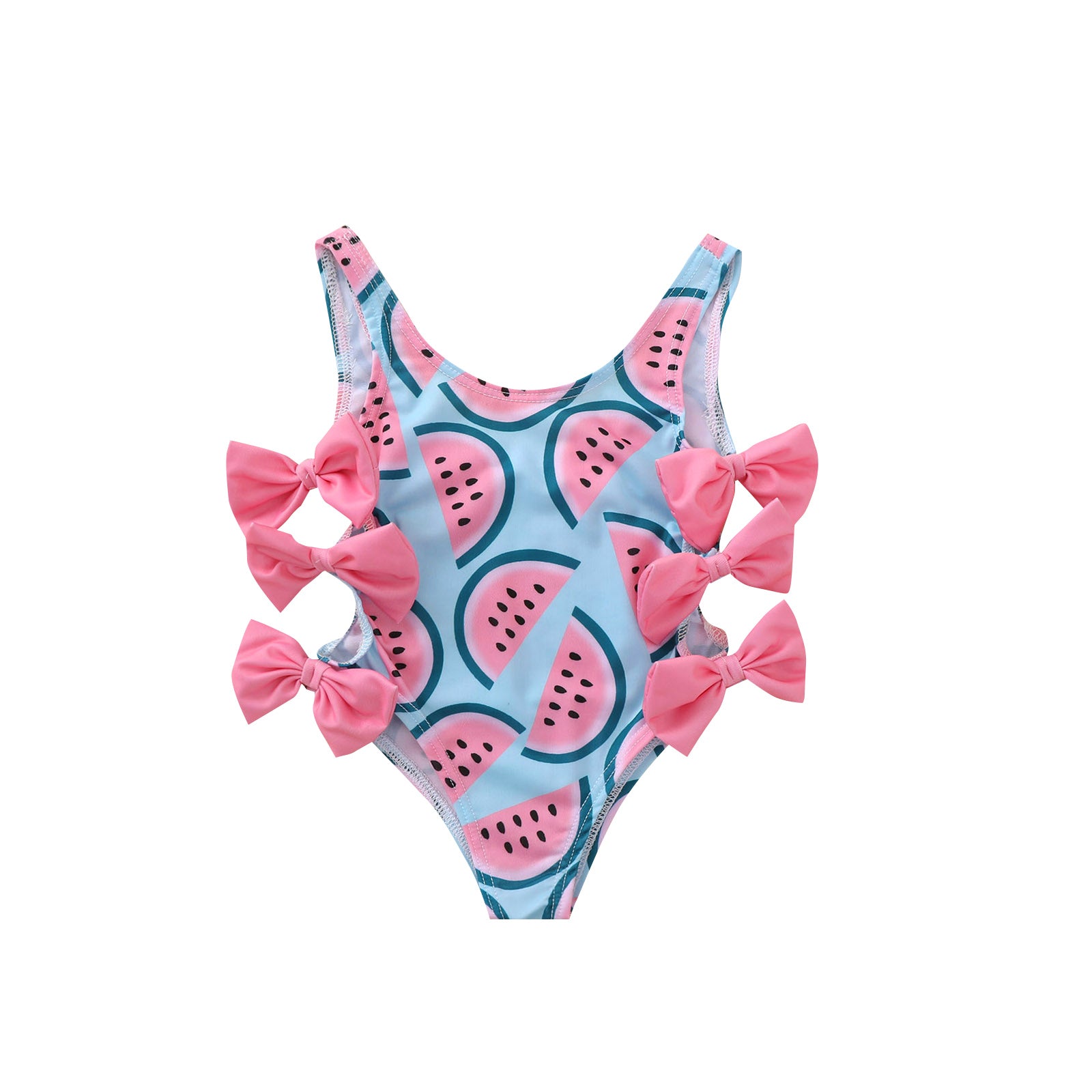 Baby Girl Watermelon Print Bow One-Piece Swimsuit