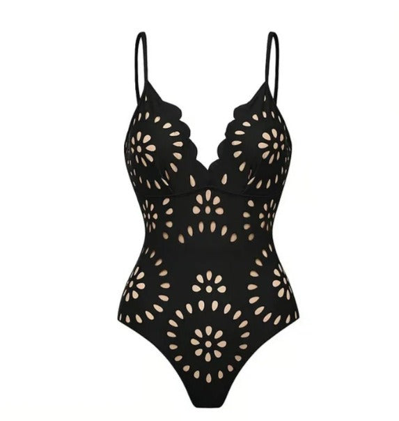 Eyelet Cutout Flared Maxi Beach Cover-Up Skirt