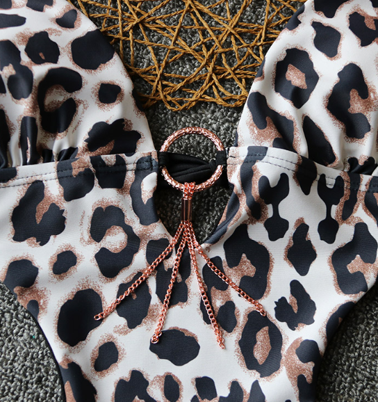 Leopard Print Cutout One-Piece Swimsuit