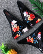Floral Mesh Panel Bikini Set