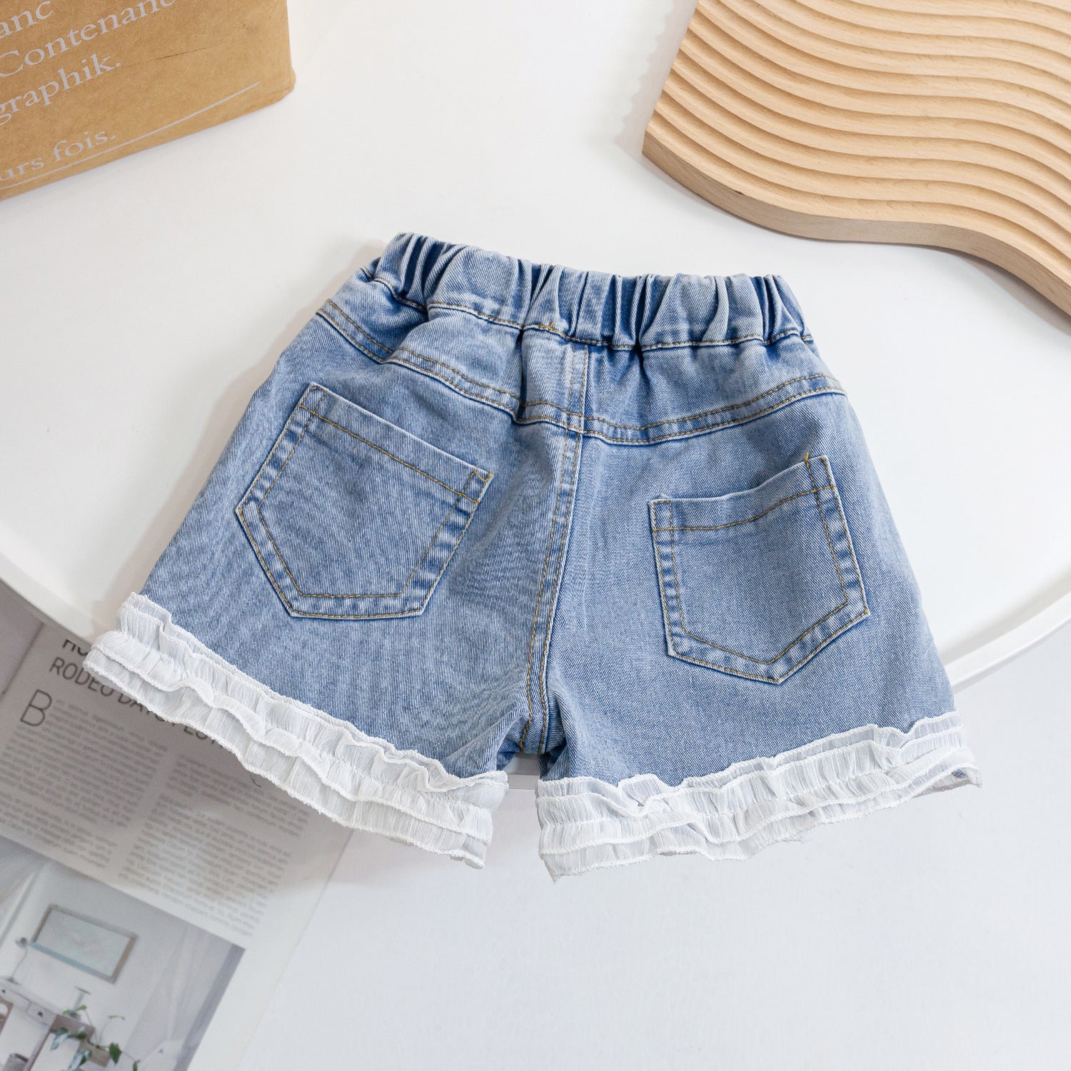Girls' Summer Bowknot Denim Shorts for Ages 1-5