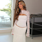 Lace Bell Sleeve Crop Top