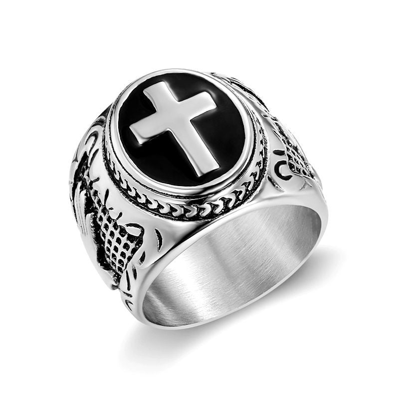 Men's Titanium Steel Hip Hop Ring - God Hand Design | Christian Jewelry