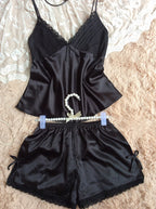 Women's Silk-Feel Cami Top and Shorts Pajama Set