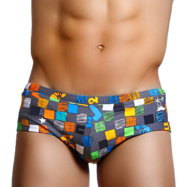 Men's Graffiti Print Swim Briefs