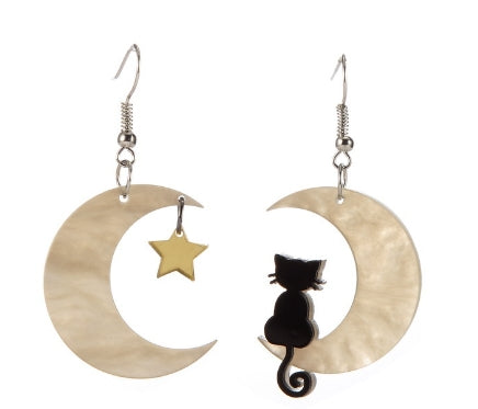Cat and Moon Star Earrings for Girls - Wholesale Fashion
